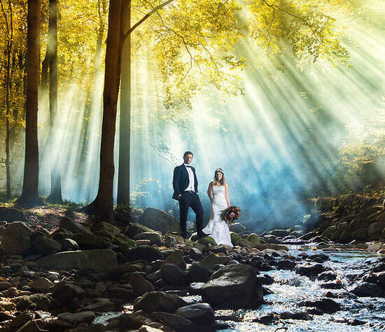 Hochzeitsfoto im Wald