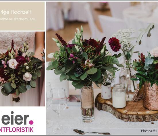 Blumen - Hochzeit mit Brautstrauß und Tischdeko