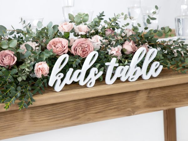Candybar Holzschriftzug "Kids Table"