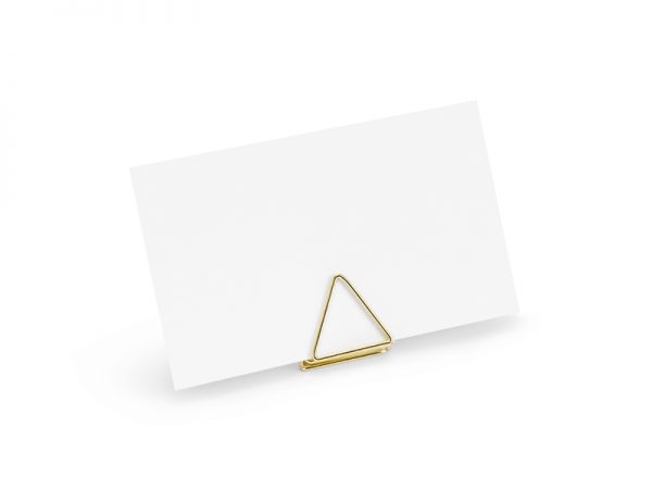 Dekoration Metallkartenhalter Dreiecksform Gold Farbe: 10 Stück.