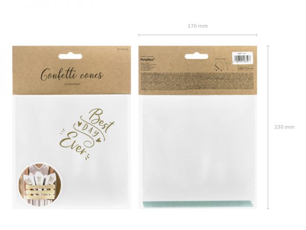 Dekoration Weiße und goldene Papierkonfetti-Tüten: 10 Stück.
