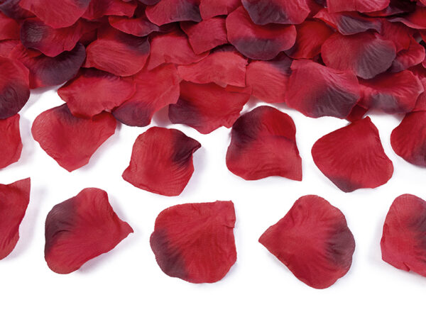 Dekoration Rote Stoffblütenblätter: 100 Stück.