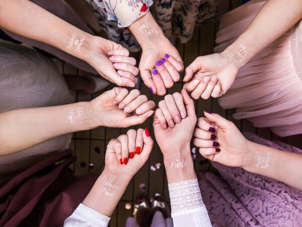 Brautzubehör Roségoldene temporäre Tattoos für die Brautparty: Braut, Brautjungfer und Crew