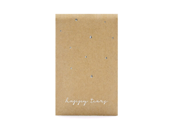 Brautzubehör Einwegtücher im Kraftpapierumschlag mit silberner Aufschrift "Happy Tear": 10 Stück.