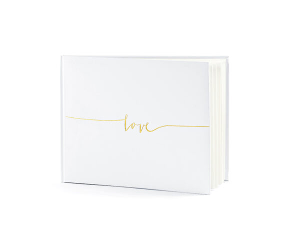 Dekoration Unterschrift Buch "Liebe" Weiß und Gold Farbe