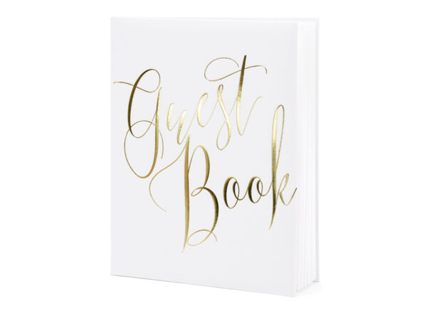 Dekoration Gästebuch" Unterschriftenbuch mit weißer und goldener Beschriftung