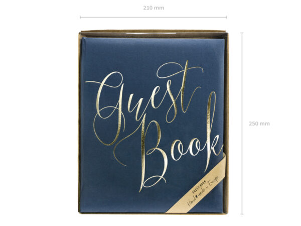 Dekoration Unterschriftenbuch Marineblaue und goldene Schrift "Guest Book".