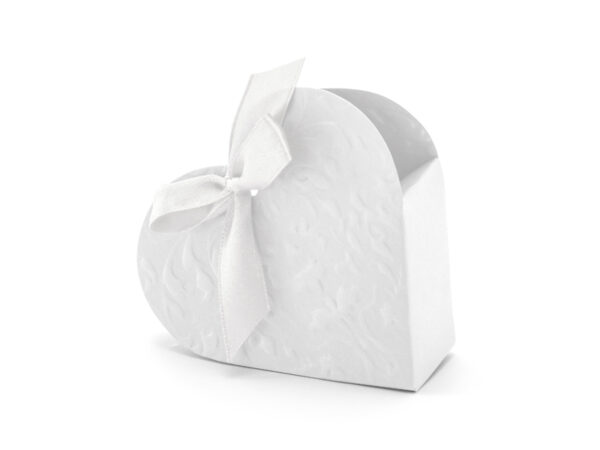 Boxen und Taschen Karton Box weiß Farbe und Herzform: 10 Einheiten