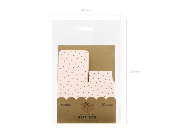 Boxen und Taschen Pinke quadratische Pappschachtel mit goldenen Tupfen: 10 Stück