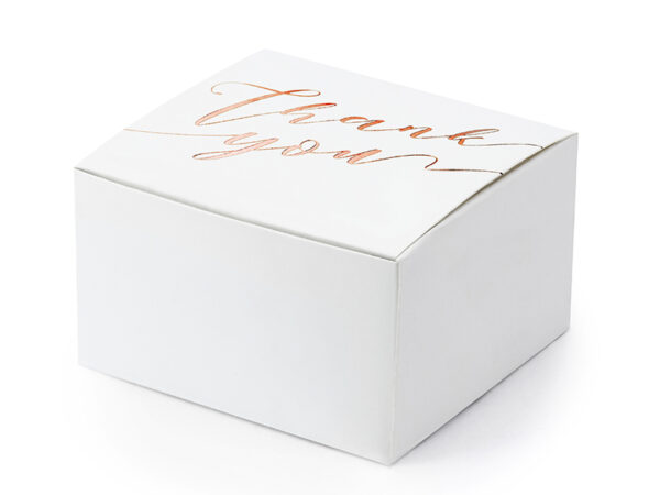 Boxen und Taschen Dankeschön" Weißer quadratischer Karton "Dankeschön" Rose Gold: 10 Stk.