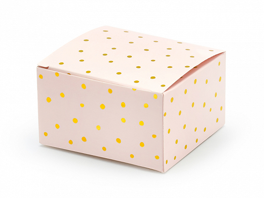 Boxen und Taschen Pinke quadratische Pappschachtel mit goldenen Tupfen: 10 Stück