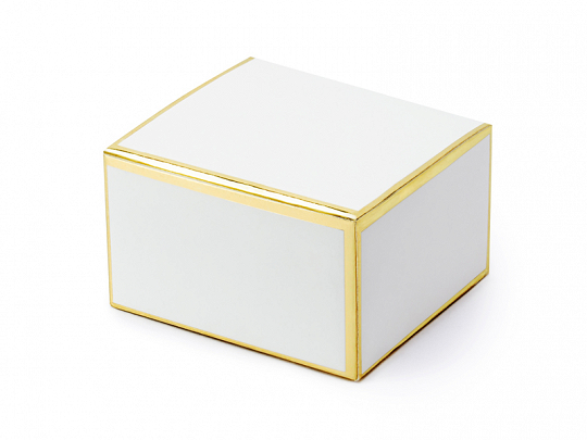Boxen und Taschen Quadratische Pappschachtel mit weißer Farbe und goldenen Rändern: 10 Stück