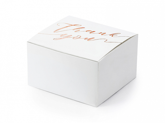Boxen und Taschen Dankeschön" Weißer quadratischer Karton "Dankeschön" Rose Gold: 10 Stk.