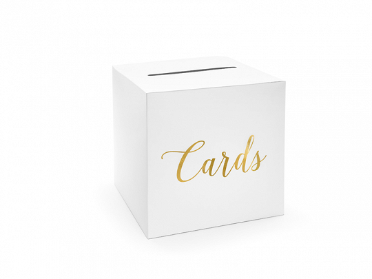 Dekoration Weiße Pappschachtel für Umschläge und Botschaften "Karten" Golden