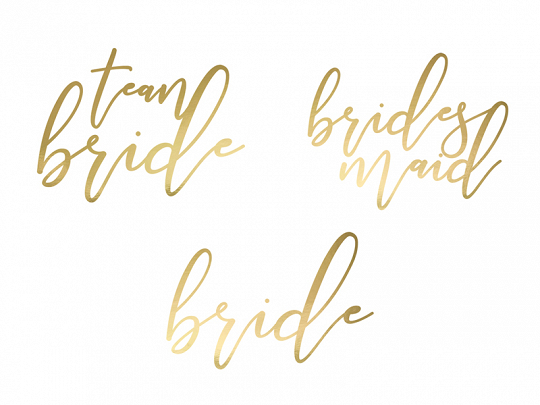 Brautzubehör Goldene temporäre Tattoos für die Brautparty: Braut, Trauzeugin und Crew