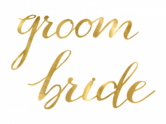 Dekoration Hochzeitsstuhl Schilder Gold Farbe: "Braut, Bräutigam".