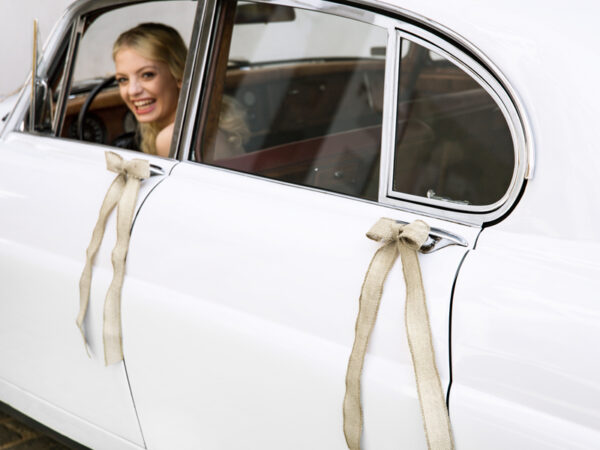 Autoschmuck Hochzeit Brown Wedding Car Kit: Hessische Schleifen und Girlanden