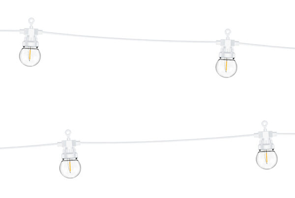 Hochzeitsdeko Festoon Retro Led Lights mit runden gelben Glühbirnen und weißem Kabel: 5 m