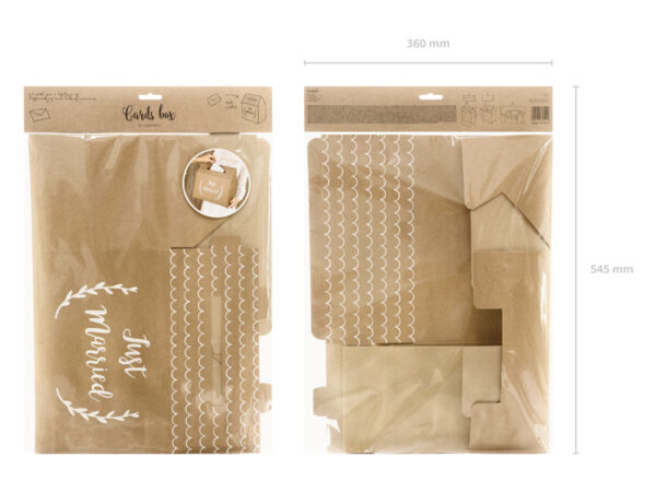 Geschenkbox Hochzeit Hausbox für Umschläge und Botschaften aus Kraftpapier "Just Married" Weiß