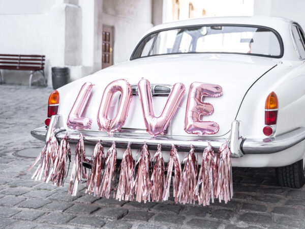 Autoschmuck Hochzeit Rose Gold Bridal Car Kit: "Love" Folie Hochzeit Ballons, Hochzeit Ballons und Girlande