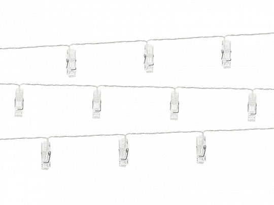 Hochzeitsdeko Gelbe Led-Fotolichter mit transparenten Fotoklammern mit transparentem Kabel: 1,4 m