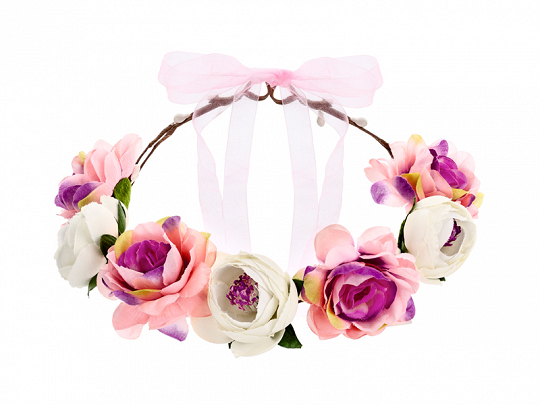 Accessoires Junggesellenabschied Weißer und rosa Blumenkranz für Junggesellinnenabschied