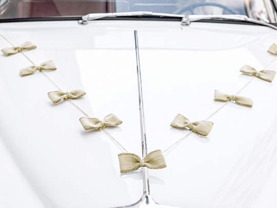 Autoschmuck Hochzeit Brown Wedding Car Kit: Hessische Schleifen und Girlanden