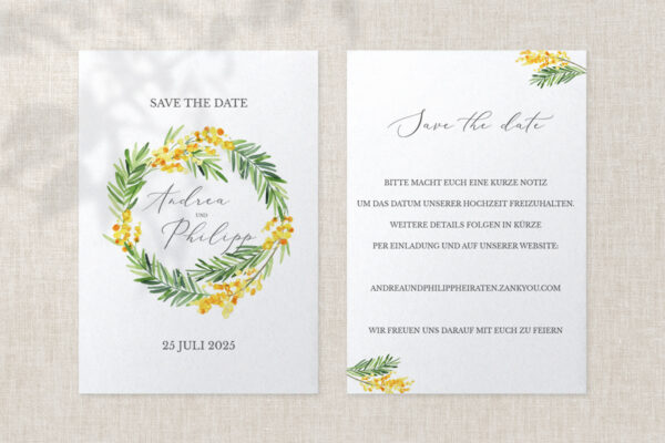 Hochzeitspapeterie Save the Date Angelina paradise